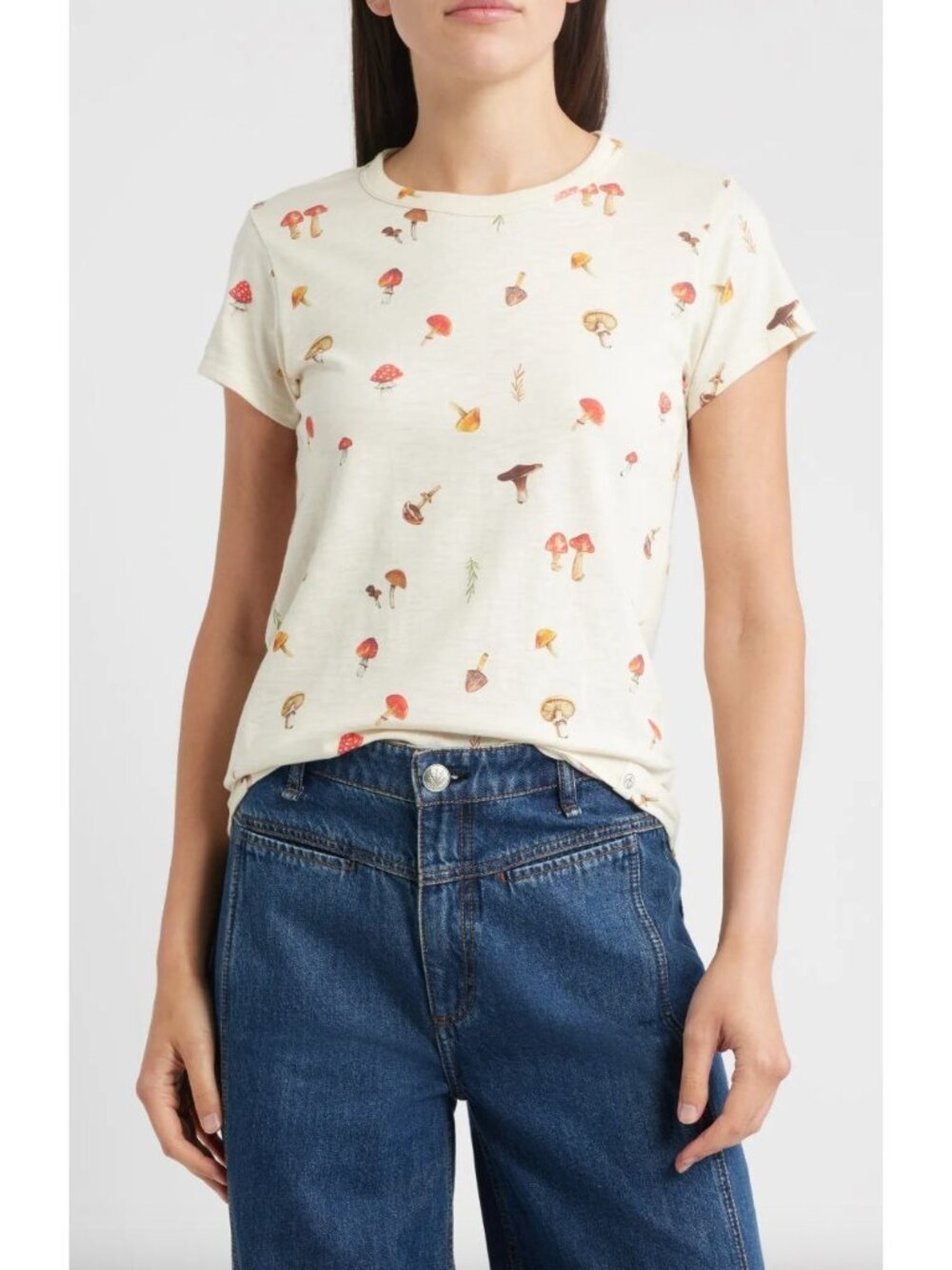 Rag & Bone Allover Mushroom Cotton Graphic T-Shirt Size XS Tee